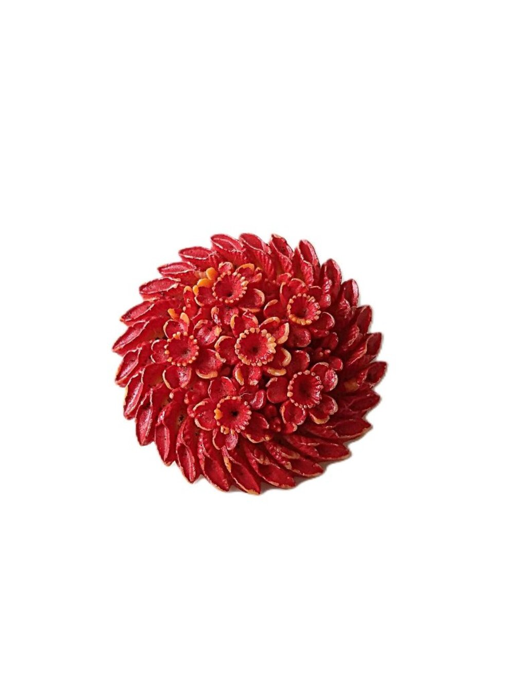 Vintage 40s Coro Celluloid Brooch Wedding Cake Flower Pin